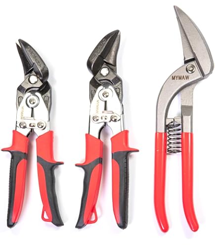 SPEEDWOX 3PCS Set Cisailles Aviation 10 Pouces - Gauche Droite Et Droite Offset Pour Tôle Avec Verrouillage Sécurité