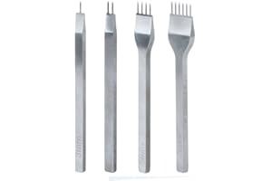 Malayas® Leathercraft Tools - 4pcs Punzoni 3-6mm 1 + 2 + 4 + 6 Denti Cuciture Scalpello Tool , Strumento Pelle Punzoni Coltello per Pelletteria Foro Punzonatrice per Fai Da Te, Fare Punti di Cucitura Perforatore, Stitching Hole Punch