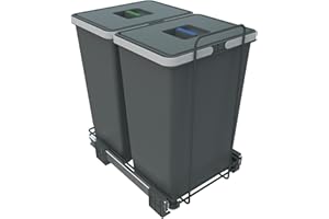 ELLETIPI 1954 ELLETIPI Ecofil PF01 44B2 Poubelle de tri sélectif extractible pour déchets, Plastique et métaux, Gris, 30 x 45 x 46 cm