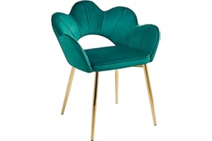 IL GRUPPONE PASSIONE CASA Poltrona Camera da Letto in Velluto Design Moderno, Sedia Conchiglia con Gambe in Metallo Placcato Oro Poltroncina da Salotto e Cucina con Seduta Morbida Imbottita Modello Fiorella - Petrolio