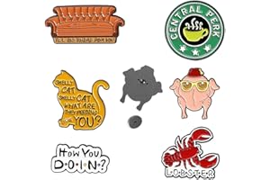 ZGCXRTO 6 Pcs Decorazione Spilla di Amico TV, Spilla Lega per Cartoni Animati Central Perk Gatto Divano Aragosta Tacchino Design, Amico Pin per Decorazione di Vestiti, Borse, Cappelli, Regalo per Amico