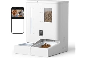 Tieker 2 in 1 Automatic Cat Feeder and Water Dispenser, Smart Cat Food Dispenser with 10s Voice Recording, HD Video & Night Vision，5L Cats Feeder Automatic with Timer, Pet Feeder for Cats & Dogs