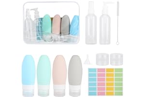 TIANCONGYUN 12 Piece Silicone Travel Bottles Set, Travel Bottles for Filling, Travel Bottles with Transparent Toiletry Bag, BPA-Free Travel Bottles for Filling with Shower Gels and Skin Care Products