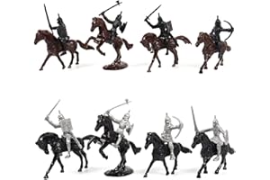 BYNYXI 52 sztuki średniowiecznych figurek żołnierzy wojskowych, 5-7 cm, archaiczne figurki wojownicze, konie, żołnierze, plastik, średniowieczne rycerze, zabawki dla dzieci, chłopców, prezent