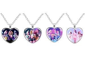 Flanliy Demon collier en forme de coeur Hunters, Decorative K pop Demon accessoires Hunters, K-pop Demon Goodies, Suitable for Hunter Fans to Collect and Also Cadeaux pour garçons et filles