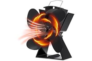 Maxesla Large 4 Blades Stove Fan - Heat Powered Wood/Log Burner Fans/Fireplace Fan, Silent Operation Economical Eco Friendly Heat Circulation for Wood/Fireplace