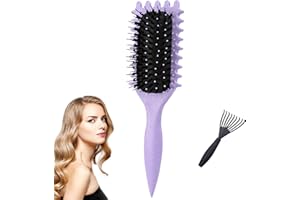 SUWEEI Curl Brush, Curl Defining Brush, Boar Bristle Hair Brush, Styling Brush for Detangling Shaping and Defining Curls for Detangling, Shaping and Defining Curls (Purple)