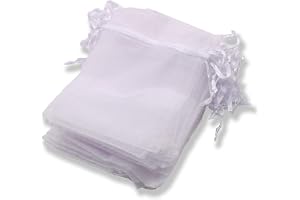 OLILLY - 100 organzapåsar - 9 x 12 cm - färg vit - perfekt för bröllop, dop, gåvor, lavendel, smycken