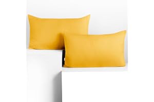 DecoKing Set med 2 örngott 50 x 60 * 2 i 100% kammad bomull med dragkedja, färg Gul, Amber