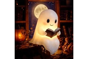Enitmor Halloween Ghost LED Light 2026, Cute Warm Glow Halloween Ghost Decorations for Bedroom, Living Room, Study & Garden, 3D Lighted Cute Ghost Light, Wireless Night Lamp for Table & Shelf (16CM)