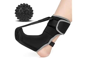 TOFBS Férula Nocturna Fascitis Plantar Brazalete de Noche Ajustable Transpirable Ferula Fascitis Plantar con Bola de Masaje Puntiaguda para Pies Planos Tendinitis de Aquiles(Negro M)