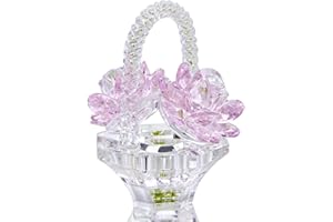 ‎H&D HYALINE&DORA H&D Hyaline&Dora Glas-Blumenvase, Ornament, Tischdekoration, Kristall, Rosa, Blumenvase, Figur, Blumenkorb, Briefbeschwerer