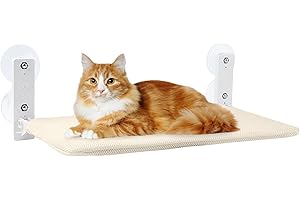 TECHVIZRS Katzen Hängematte Fenster 52x30cm, katzenbett Fenster Wendbare Matte Klappbar Katzenbett Fenster mit Stabil Saugnäpfe bis zu 18kg