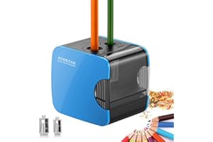 AOBETAK sacapuntas eléctricos con tanque, USB y alimentado por pilas, Afilador automático Sacapuntas eléctrico resistente para lápices de colores y No.2