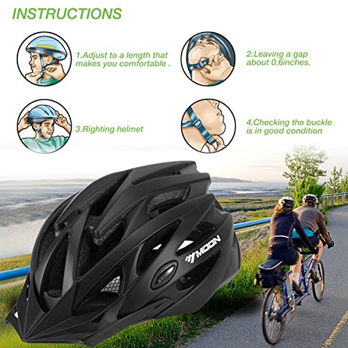 Rightvp Fahrradhelm, Erwachsener Fahrrad-Sturzhelm-Fahrrad-Sturzhelm-Reithelm Road, Mountainbike Helm, schwarze Farbe, M (55-58cm) - 6