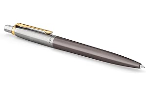 PARKER Jotter Ballpoint Pen | Grey Lacquer with Gold Trims | Medium Point | Blue Ink Refill | Gift Box | Perfect Graduation Gifts
