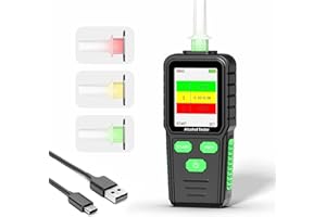 RDINSCOS Etilometro Portatile Professionale,Ricaricabile Alcol Test Portatile con Display a Colori,Alcoltest Alta Precisione, Professionale e Personale, Perfetto per Uso Domestico e Feste