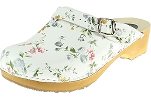 APREGGIO Damskie drewniane buty ze skóry, ręcznie wykonane, szwedzkie buty drewniane, miękkie i wygodne w noszeniu, mocna podeszwa