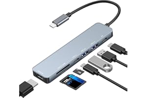 Avigers USB C Hub, 7-in-1 USB c to HDMI Adapter with 4K HDMI, 100W PD, USB 3.0, USB 2.0, USB-C Data Port, SD&TF Card Reader, Type-C Multi Adapter for MacBook Air/Pro,iPad Pro,Huawei,Dell,Samsung etc