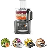 Kenwood Multipro Compact FDP31.020GY Modelo 2023, Robot picador de cocina con 2 velocidades de procesamiento + pulso, cuenco 