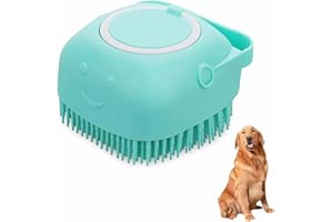 DDSHUN Dog Cat Bath Brush Soft Silicone Dog Rubber Bathing Brush Pet Grooming Shampoo Dispenser Brushes Puppy Cats Shower Hair Fur Grooming Cleaning Scrubber for Short Haired Dogs Cats Shower - Green
