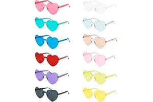 FUNUPUP 12 Paires Lunettes de Coeur Soleil pour Femmes, Lunettes de Fête Sans Bord pour Femme