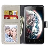 BONROY® Tasche Hülle für Handyhülle für Lenovo A2010 Angus2 Retro matte Leder PU Leder Flip Schutzhülle Case Cover Etui Lederhülle mit Silikon Back Cover PU Leder Handytasche im Bookstyle Stand Funktion Kartenfächer Schale Stoßfest Handyhülle für Lenovo A2010 Angus2 - 