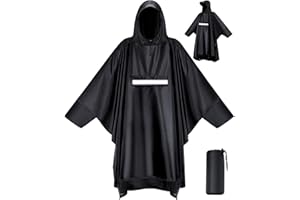 VOBUKE Regenponcho Wasserdichter Regencape mit Kapuze Taschen Reflexstreifen Atmungsaktiv Regenjacke Fahrrad Herren Wiederverwendbar Regenmantel Damen mit Belüftet Regen Poncho Freien Camping Wandern