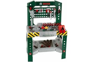 Theo Klein 8574 Banco da Lavoro Bosch da 77 Pezzi con cacciavite, Chiave Inglese, Martello e Molto Altro, Piano di Lavoro con Funzione, 57 x 35 x 86 cm, Giocattolo per Bambini a Partire dai 3 Anni