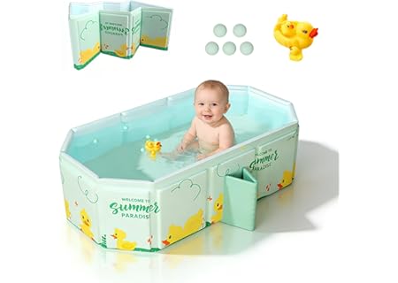 Vikbart badkar, bärbart babybadkar, stort babybadkar för 0–8 år, med badleksak integrerat badkar 78 - Amazon Deal & Rabatt