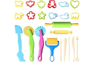AGOGUE 23 Pièces Accessoires Pate A Modeler, Kit Pate A Modeler Enfant 2 Ans Ensemble Outils Moulages Modelage Rouleau A Patisserie Enfants 2-3 Ans Et Plus Durable pour Garçons Filles