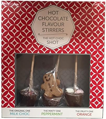 New Hot Chocolate Lollipop Stirrers Pack of 3 - Choc, Peppermint, Orange Gift Set