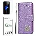Produktbild Penlicraft Galaxy A5 2017 Hülle [mit Panzerglas],Galaxy A5 2017 Handyhülle, PU Leder Bling funkeln Diamant Schwan für Mädchen Handyhüllen [Magnetverschluss] Case für Samsung Galaxy A5 2017(lila)