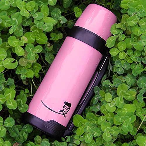 spécification Accueil Acier Inoxydable Isolation Pot Bouilloire Hôtel Isolation Coupe Voyage En Plein Air Pique-nique Chaud Bouteille Grande Capacité Rose 1L UOMUN