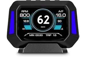 AMROOLOO Display head-up per auto, tachimetro, misuratore di pendenza, monitoraggio dell'angolo di guida dell'auto, adatto per tutte le auto