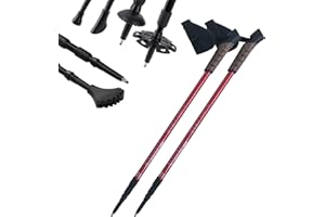 VOSSBACH® Alu Nordic Walking Teleskop Stöcke inkl. 12 Aufsätze Wanderstöcke Trekkingstock Aluminium Trekking Wander Gehstock