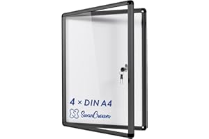 ‎S SWANCROWN Swansea 4 x A4 Schaukasten Abschliessbar Innen, Magnetisch, Infokasten Plakatschaukasten mit Schwarzer Rahmen und Acrylglas, 67x50cm