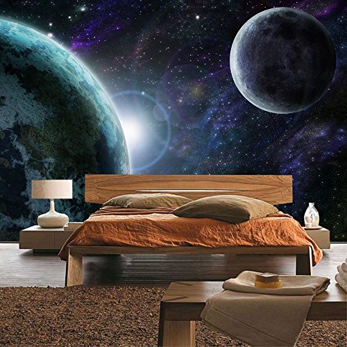 Vlies Fototapete PREMIUM PLUS Wand Foto Tapete Wand Bild Vliestapete – Weltraum Erde Mond – no. 229 Weltraum Erde Mond Weltall, Größe:300x210cm Vlies - 8