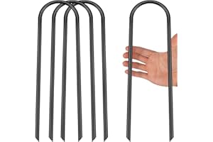 KEFANTA Trampoline Anchor Kit,6.8 * 30.50 cm Heavy Duty U Shaped ground anchor Tent Pegs,8 mm Thick Anchorage Stakes,Windproof Stainless Steel Ground Pegs Fits Trampolines,Marquees,Swings,Football Goal Posts