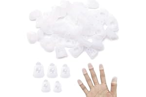 RSYHVG 50 Pieces Silicone Guitar Fingertip Protectors 5 Sizes Finger Guards Fingertip Protection Covers Caps Anti Slip Finger Pads for Playing Musical Instruments, Sewing, etc (Transparent)