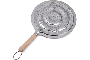 ALEOHALTER Hitzeverteiler-Reduzierstück, Flammenschutz, Simmerplatte, Ring-Flammenschutz mit Holzgriff, Gusseisen-Induktions-Diffusorplatte für Elektro- und Gasherde (wie abgebildet)