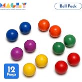 Magly Ball Pack Top Seti &ndash; Ball Run ile Uyumlu Top Eklentisi - &Ccedil;ocuklar i&ccedil;in 12 Adet Renkli Ahşap Top