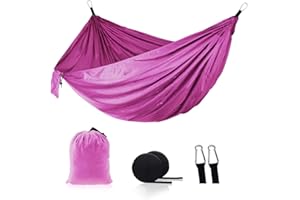 Surwin Hammock Camping Lightweight Parachute Portable 300kg Load Capacity, for Travel, Indoor, Outdoor Backpacking, Beach Includes Tree Straps and Aluminum Alloy Carabiners