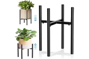 NVIYAM Flower Stand Adjustable Plant Stand Metal Black Flower Stool Plant Rack Flower Pot Holder for Indoor and Outdoor Use Flower Pot Stand for 20-35 cm Pots, Plant Stool