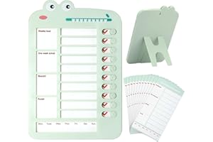 Vspek Memo-Checklistentafel, Tages- & Wochenplan mit 14 leeren Papieren, Krokodil-Design, grün, aufstellbar & hängbar, ABS-Material, verspielter moderner Stil