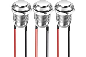 Gebildet 3Stücke 12mm 2A/12V/24V/125V/250V Wasserdichte Drucktaster Momentanen Edelstahl Taster EIN Aus mit Draht (Hervorstehend)