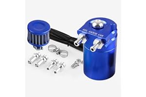 Universelle Huile Catch Peut, Riloer 300ml Air Filtre Reniflard Moteur Séparateur Réservoir à Huile Voiture Récupérateur d'Huile (Bleu)