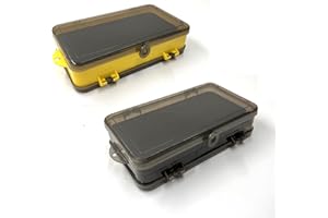 Fishing Tackle Box - ShiningUU 2PCS 18 * 10 * 4.7cm Compartmentalized Plastic Fishing Bait Box & Lure Box Organizer | Portable Storage Case for Hooks, Sinkers & Fishing Accessories (Yellow and Grey)