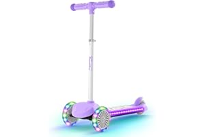 ‎BREMTOY BremToy Roller Kinder 3 Jahre, Kinder Roller mit Leuchtendem Deck und PU-Beleuchtete-Rädern, 4-Stufig Höhenverstellbarer, Reaktionsschnelles Bremsen, leicht, Kinderroller für von 3–8 Jahren