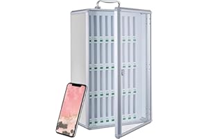 XDXINY Mobile Phone Locker 12/24/36/48/60 Slots Mobile Phone Storage Cabinet with Carry Handle, Lock, Aluminium Wall Mounted or Desktop Management Box Suitable for School, Offices (Silvery, 36 Slot)